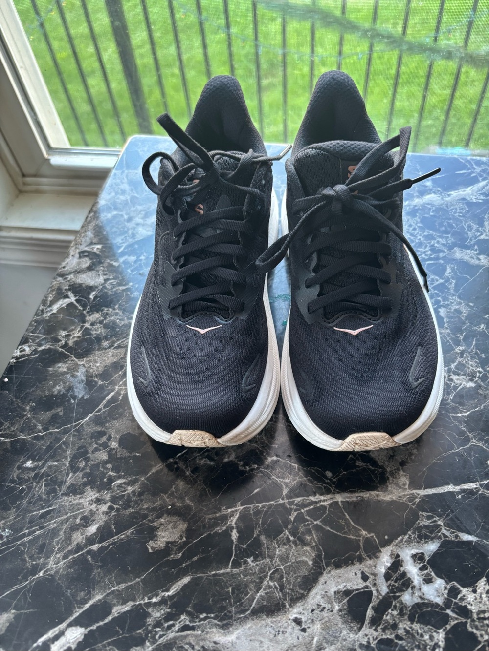 Hoka One One Women's Black Athletic Running Shoes with White Midsole